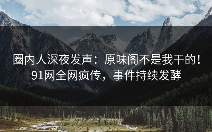 圈内人深夜发声：原味阁不是我干的！91网全网疯传，事件持续发酵