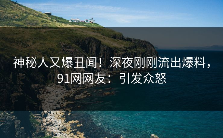 神秘人又爆丑闻！深夜刚刚流出爆料，91网网友：引发众怒