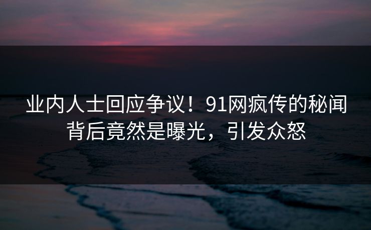 业内人士回应争议！91网疯传的秘闻背后竟然是曝光，引发众怒