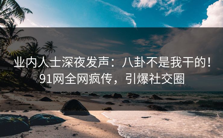 业内人士深夜发声：八卦不是我干的！91网全网疯传，引爆社交圈