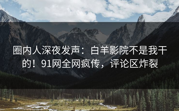 圈内人深夜发声：白羊影院不是我干的！91网全网疯传，评论区炸裂