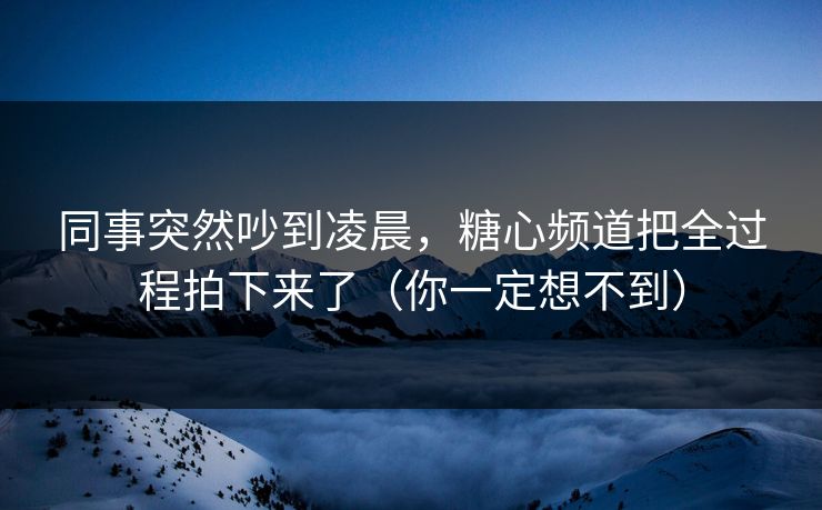 同事突然吵到凌晨，糖心频道把全过程拍下来了（你一定想不到）